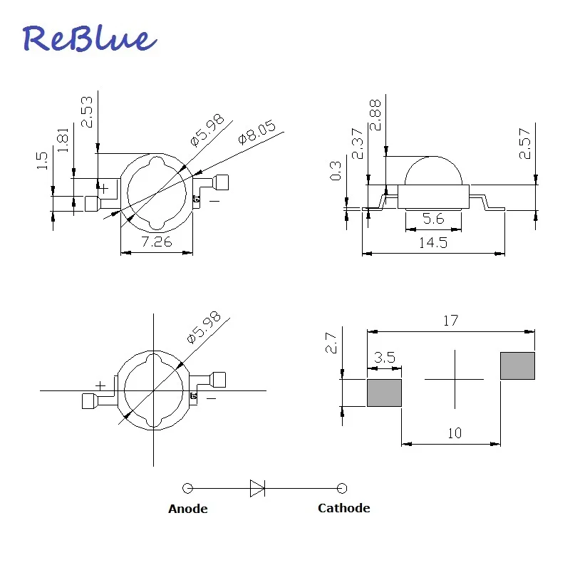 25 шт. ReBlue 3 Вт светодиодный Диод IR 740nm красный светодиод 660nm 630nm 42mil чип 3w-led-диод Высокая мощность диод 3 Вт УФ-светильник бисер лампа для выращивания