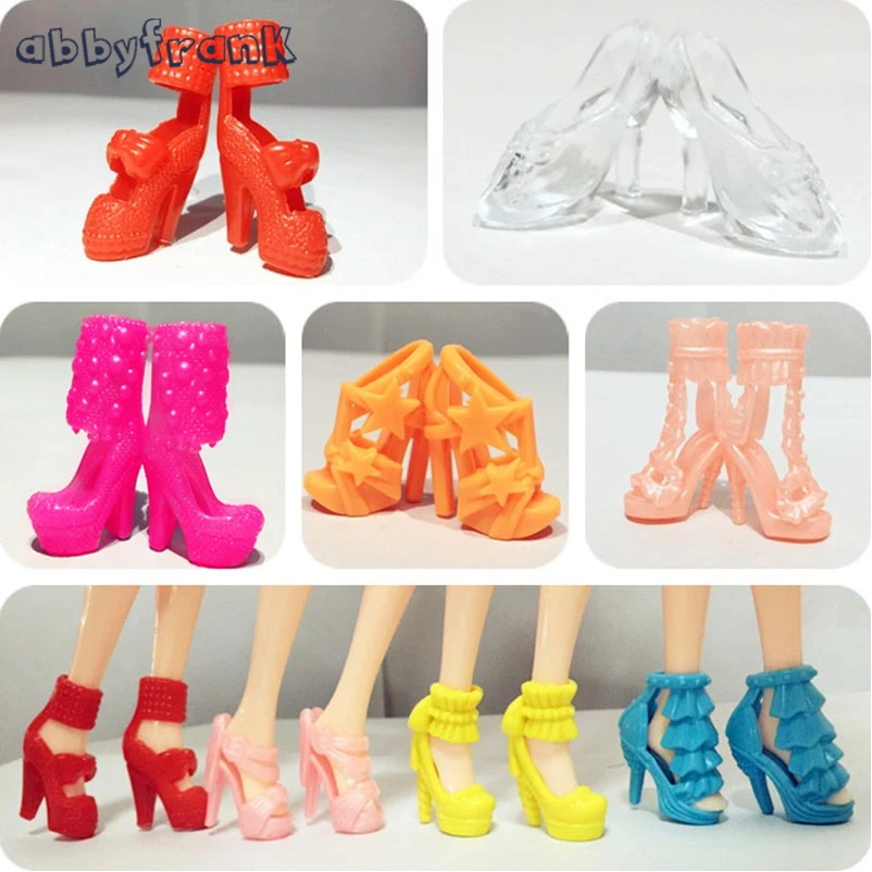 Abbyfrank 10 Pairs Mix Assorted Doll Shoes High Heels Multiple Styles Trendy Heels Sandals Dolls Accessories
