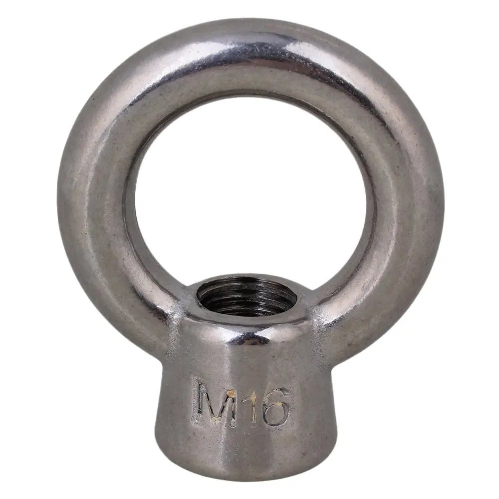 

Silver 304 Stainless Steel Japanese Style M16 Ring Shape Eyed Threaded Nuts Lifting Eye Nut