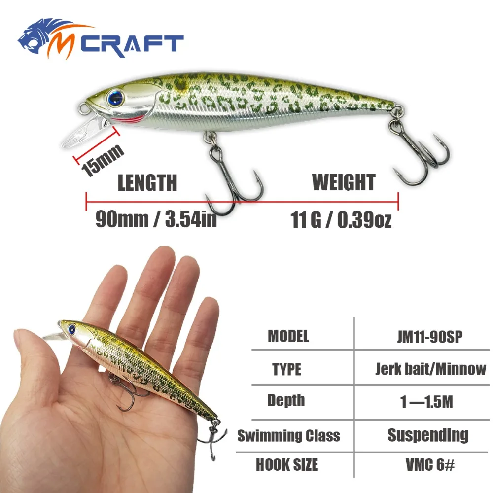 Twitching Minnow Fishing lure Jerk bait Suspending Hard Baits 90mm 11g Twitching Minnow Fishing lure Jerk bait Suspending Hard Baits 90mm 11g