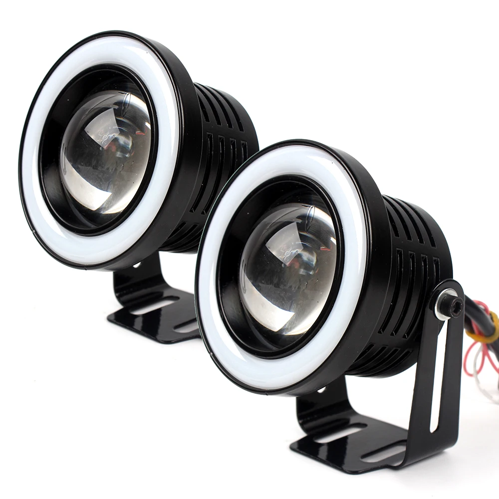 

LEEPEE 2pcs/set Colorful Angel Eyes Universal Daytime Running Lights DRL Car Fog Lamps COB Light Source Car Accessories