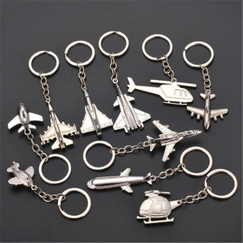 

High Grade Helicopter airliner Combat aircraft airplane keychain Women Bag Pendent Key rings Jewelry Men Car Keyring jewelry