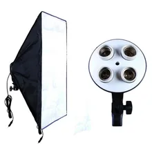 写真機器写真スタジオソフトボックスキットビデオ 4 キャップランプホルダー照明 + 50 × 70 センチメートルソフトボックス写真ボックス