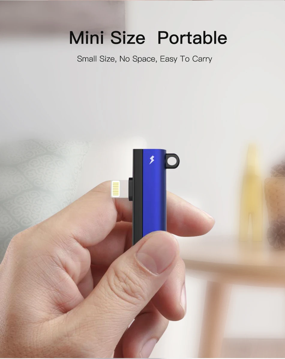 !ACCEZZ Dual Lighting For Apple Earphone For iphone 7 8 Plus X XS MAX XR Audio Connector Converter 2 in 1 Headphones Key Chain (6)