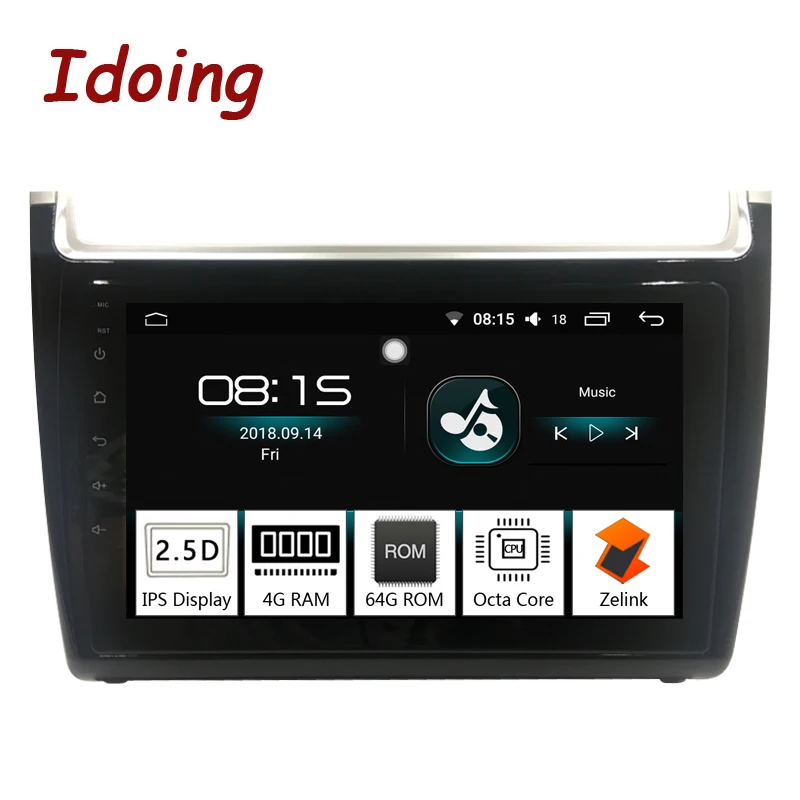 Best Idoing 1Din 9inch 2.5D IPS Android8.0 Car Radio GPS Multimedia Player For VOLKSWAGEN Polo 2012-2016 Octa Core 4 RAM 64G ROM 1