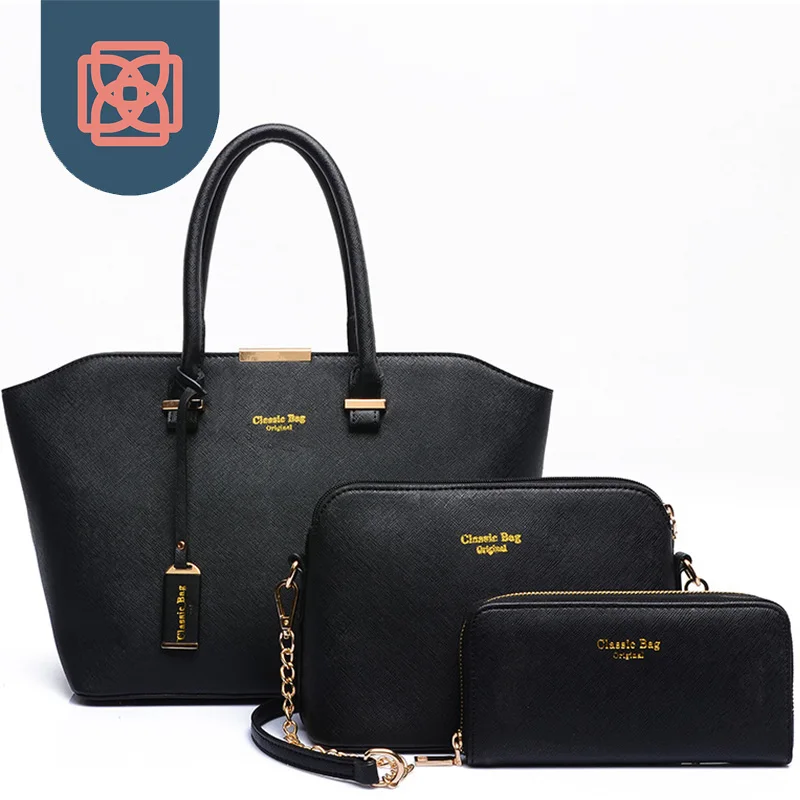 3 pieces Tote Purse Cross Body bag font b set b font Brand Designer PU Saffiano