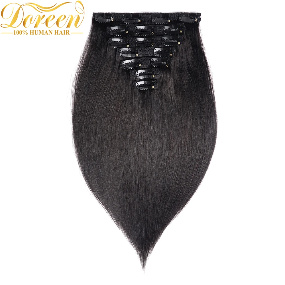 

Doreen 160G 200G Brazilian Machine Made Remy Straight Clip In Human Hair Extensions #1 #1B #2 #4 #8 Full Head Set 10Pcs 16-22