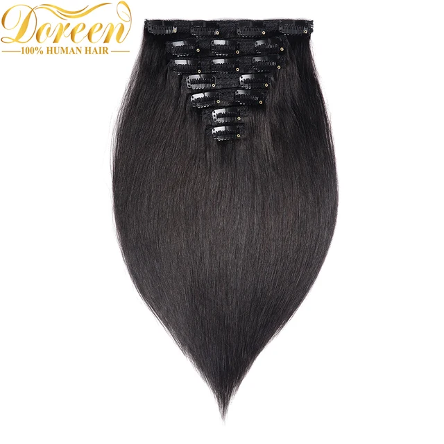 Best Offers Doreen 160G 200G Brazilian Machine Made Remy Straight Clip In Human Hair Extensions #1 #1B #2 #4 #8 Full Head Set 10Pcs 16-22