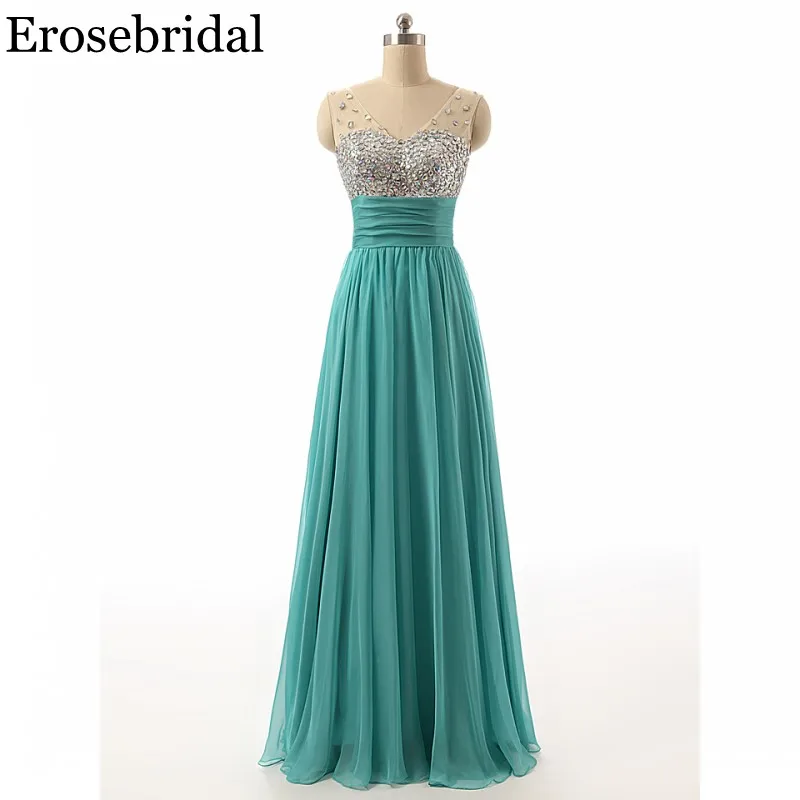 

[Clearance Sale] Chiffon Long Evening Dress 2019 Formal Dresses Evening Gown Elegant Beaded Boidce with Zipper Back