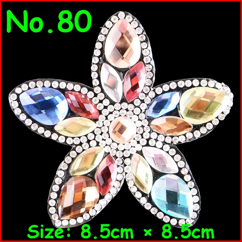 

3 Pcs/Lot Color Flower Motif Sell Retail iron on rhinestones transfer for clothes rhinestone iron ons for t shirts Crystal DIY