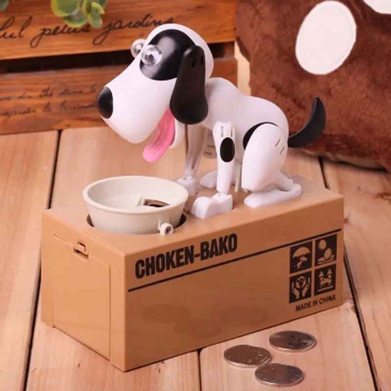 Чокен щенок голодный питание копилка с собакой экономия денег копилка подарок - Цвет: Black and White