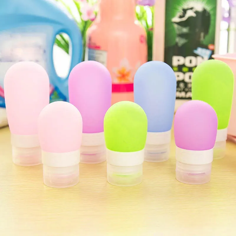 3pcs/set Soft Portable Travel Soap Dispensers Silicone Bottling Empty Bottle For Lotion Shampoo Shower Container 38/60/80ml