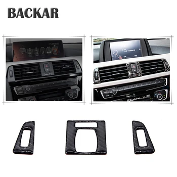 

BACKAR For BMW F30 F35 Accessories 3Series GT 320i Carbon Fiber Console Button Frame Interior Decorative Stickers Car Styling