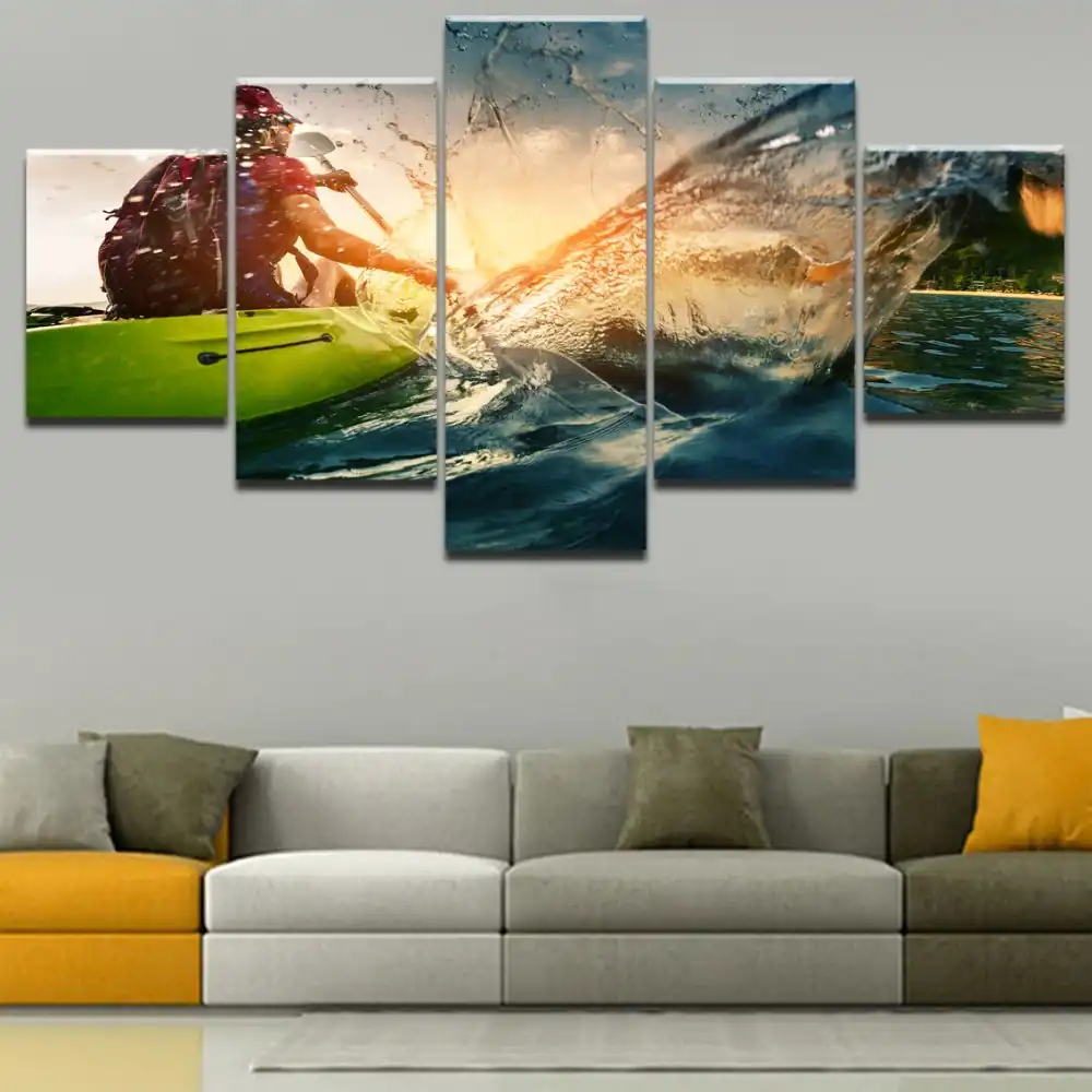 Hd Baskilar Resimleri Modern Tuval 5 Adet Kiz Yelkenli Kayik Kano