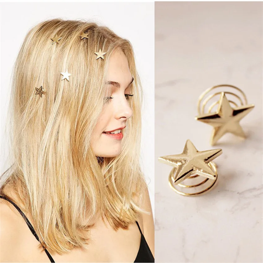

M MISM Stars Hairpins For Woman/Girls Korea Style Metal Hair Clip For Hair Solid Fashion Beautiful Charm Female Hair Accessories