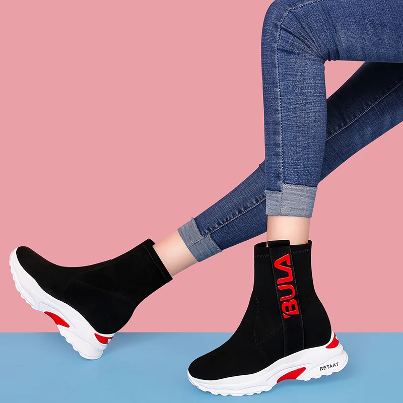 

MYCORON Sock Shoes Boots Woman Spring/Autumn 2018 Hot Sale Female Casual Shoes Breathable Handmade Sock Boots Buty Damskie