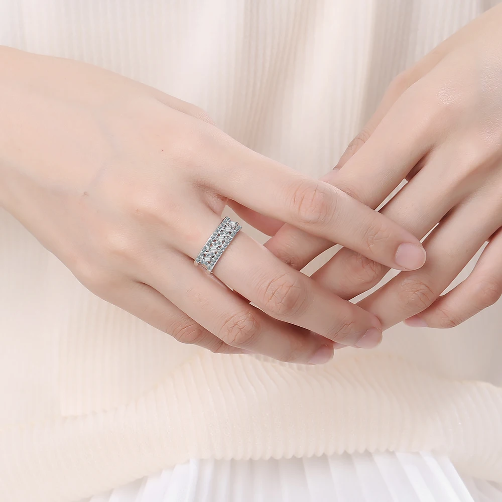 ANENJERY геометрические двухслойные циркониевые 925 пробы серебряные кольца для женщин регулируемые серебряные золотые S-R462