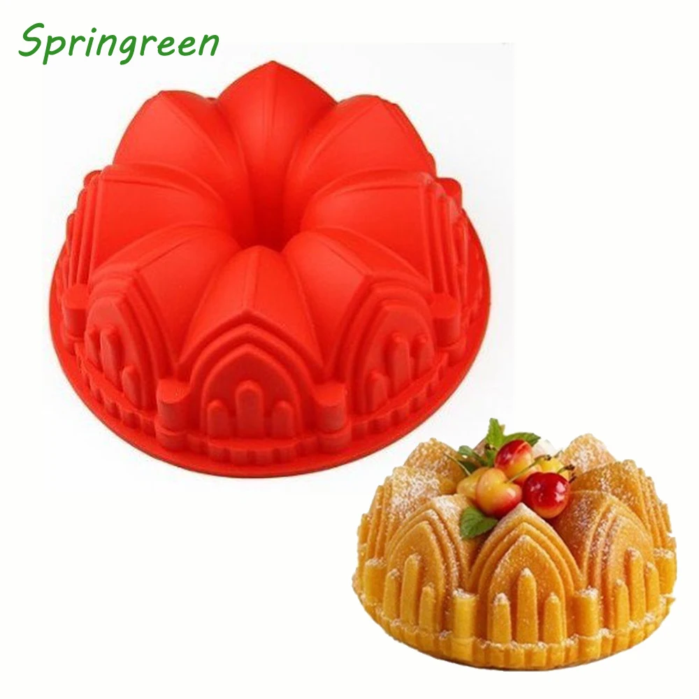 

Springreen Big Crown Castle Silicone Cake Mould 3D Birthday Cake Pan Decorating Tools Bread Fondant Cake Mold DIY Baking Pastry