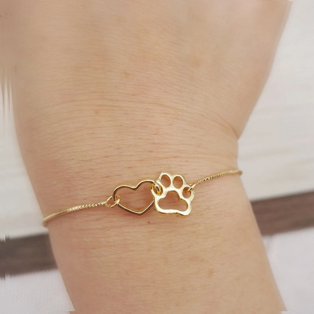 SanLan Dainty собака браслет с подвеской лапа с коробкой цепи женское украшение для собаки
