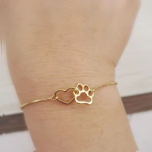 SanLan Dainty собака браслет с подвеской лапа с коробкой цепи женское украшение для собаки