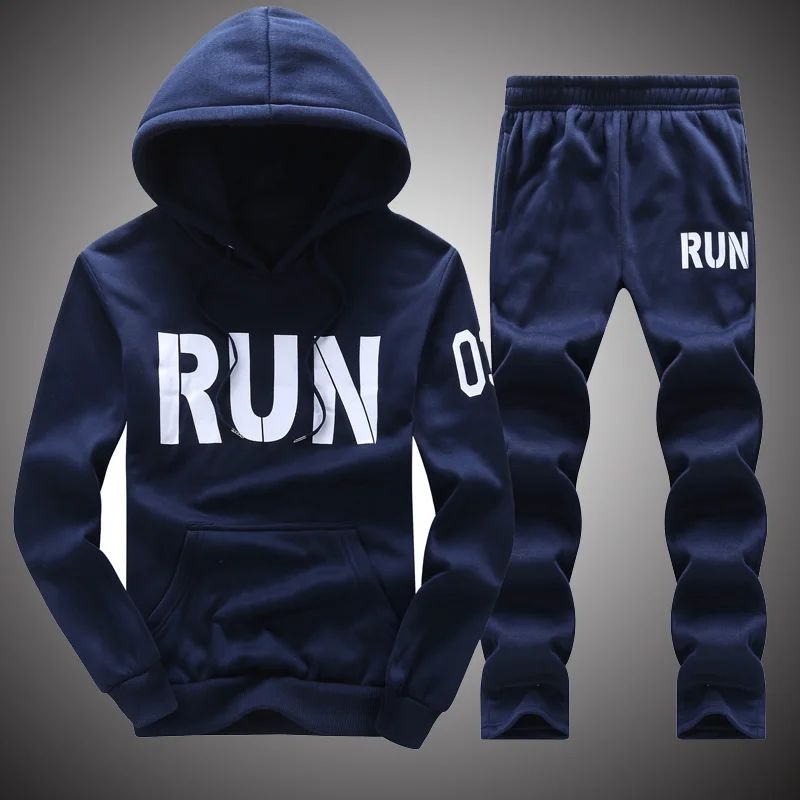 Slim Mens Sweat Suits Sets Tracksuit Male Casual Sweatshirts Men