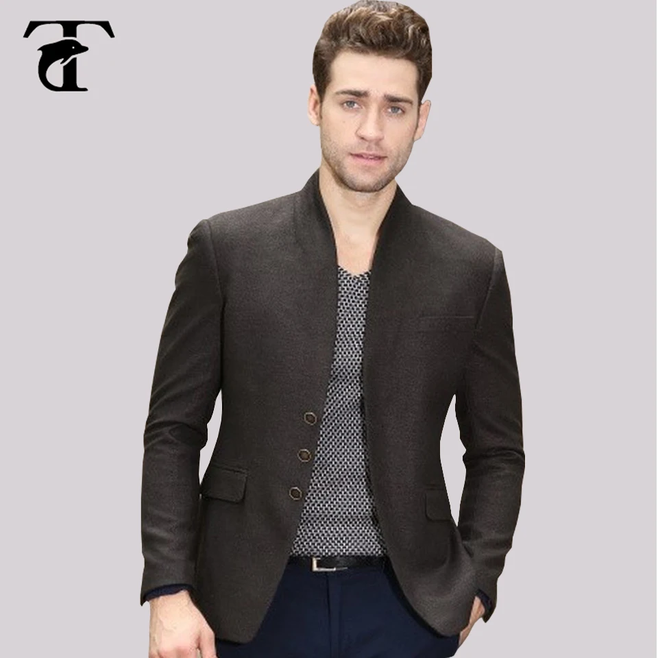 sample brown color high quality metal button men's slim fit business