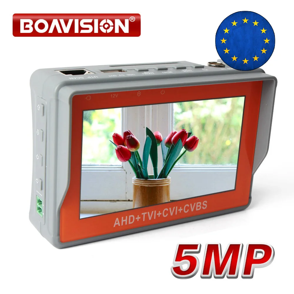 

5MP 4.3 Inch LCD 4 In 1 CCTV Tester For AHD TVI CVI CVBS Camera The Video Audio Power Test Security Camera Tester Portable Use