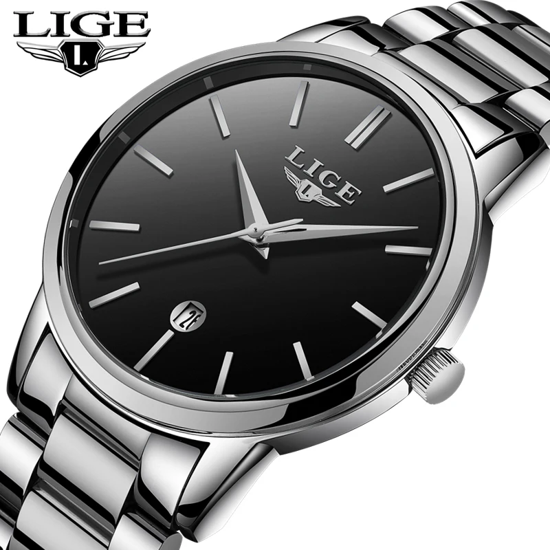 

LIGE Fashion Casual Mens Watches Top Brand Luxury Business Quartz Watch Men Full Steel Waterproof Sport Watch Relogio Masculino