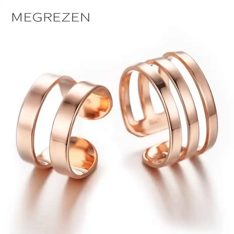 

Engagement Rings Set For Women Men Silver Jewelry Adjustable Couples Stainless Steel Ring Wedding Rose Gold Love Gifts F31-5