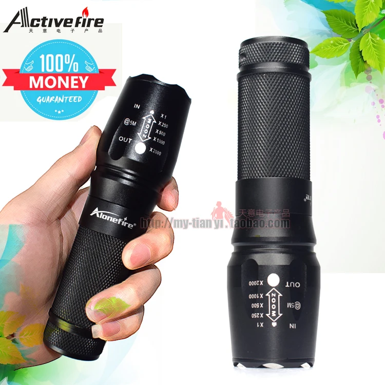 

ActiveFire (high quality new authentic) E26 zoom led torch XM-L T6 LED 26650 flashlight zoomable torch waterproof led zoom light
