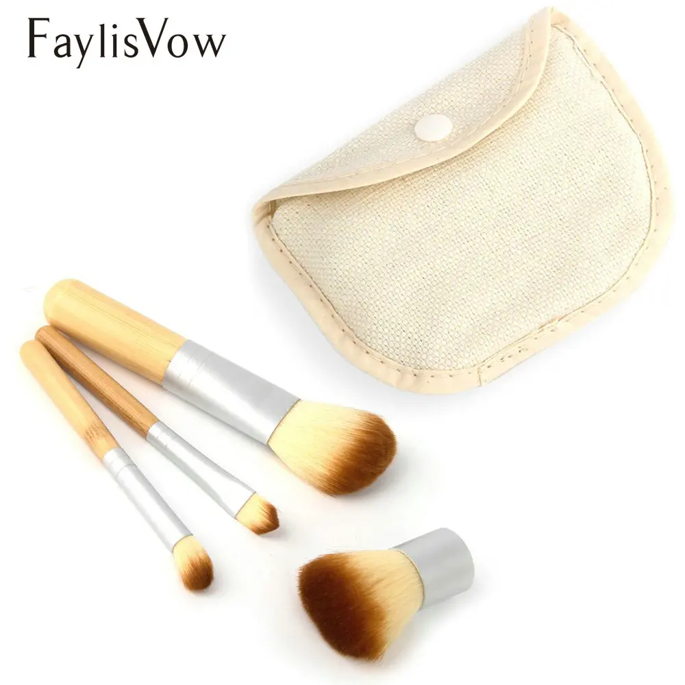 

4PCS Bamboo Make up Brushes Concealer Cheeks Eyeshadow Powder Brush Cosmetics Foundation Blending Brush Makeup Tool Maquillaje