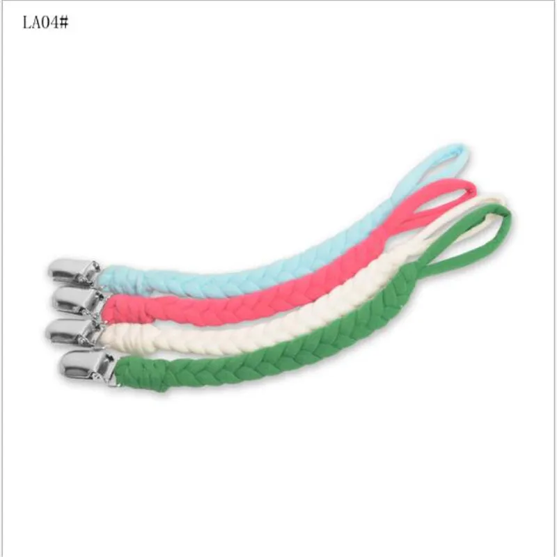 Baby Leather Pacifier Clips Chain Pacifier Holder Braided Clip Colorful Ribbon Convenient For Infant Baby Kids Feeding 26cm