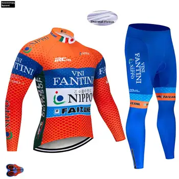 

2019 Winter Team VINI Long Sleeve Cycling Jersey Bike Pants Set Mens Ropa Ciclismo Thermal Fleece Bicycling Maillot Culotte 9D