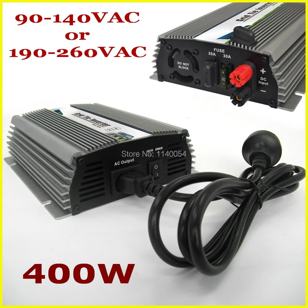 

400W 10.5-28VDC MPPT Grid Tie Inverter for 400-480W 18V PV Panels, 90-140V or 190-260V Pure Sine Wave Solar Power Inverter 400W
