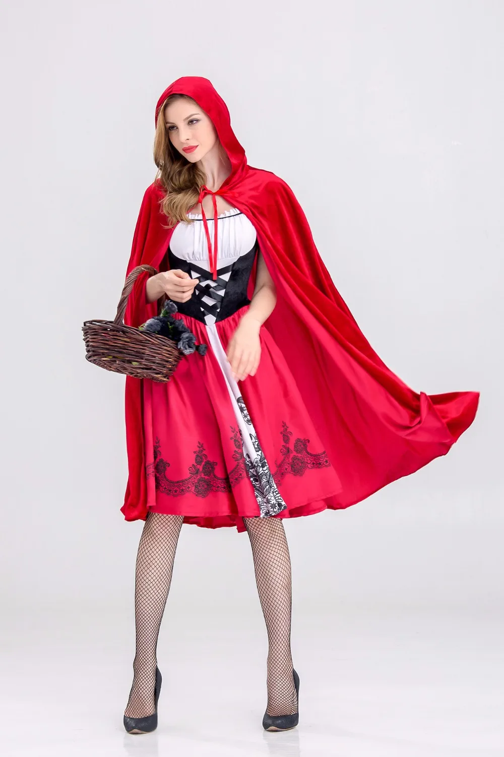 

Halloween Adult Women Little Red Riding Hood Costume Fairy Tale Storybook Cosplay Fantasia Fancy Dress Halloween Costumes 6XL