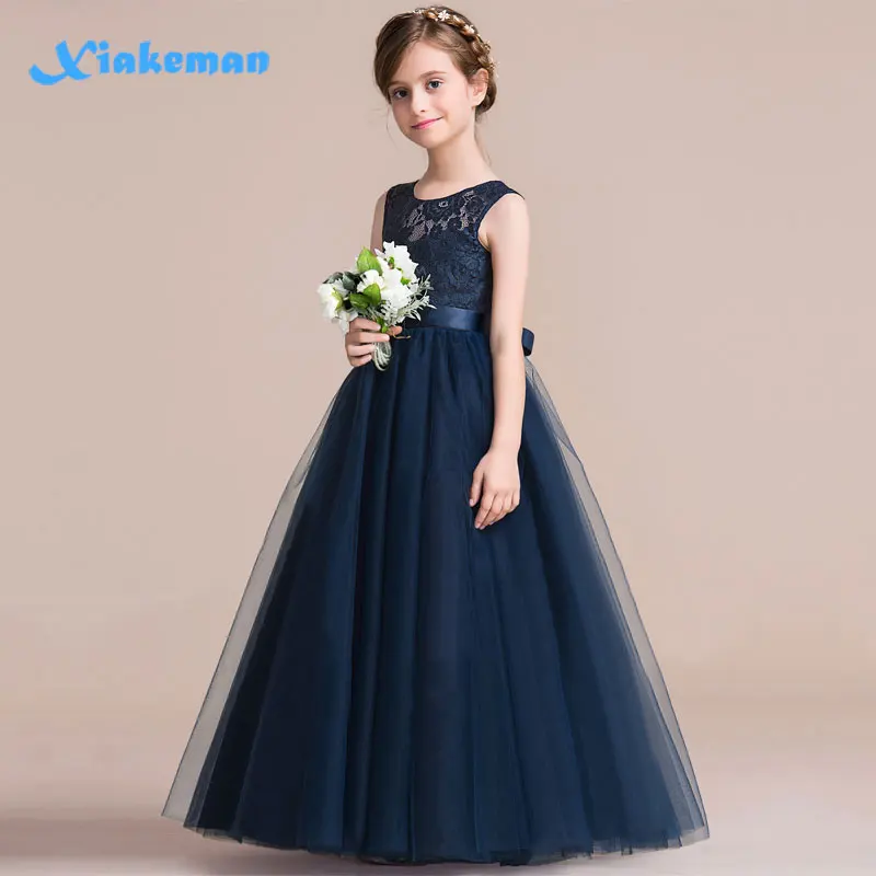 

Teenage Girls Dresses 14 Years Lace Children Wedding Dress Sleeveless Bow Girls Pretty Dresses Prom Tulle Gowns Party Clothing