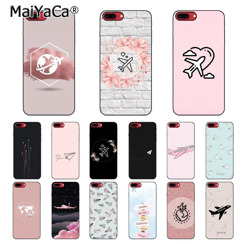 Love Travel world Pink paper plane aircraft Phone Case For iphone 11 12 Pro 11Pro Max 8 7 6 6S Plus X XS MAX 5 5S SE XR | Мобильные