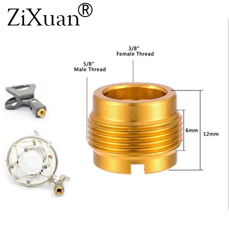 2pcs/pack Nut Thread Adaptor 3/8" to 5/8" Connector Brass Microphone