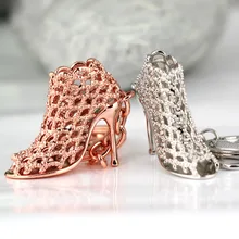 Обувь на высоком каблуке брелок творчески уточнение Красота леди подарок полые брелоки в виде обуви брелок Брелок