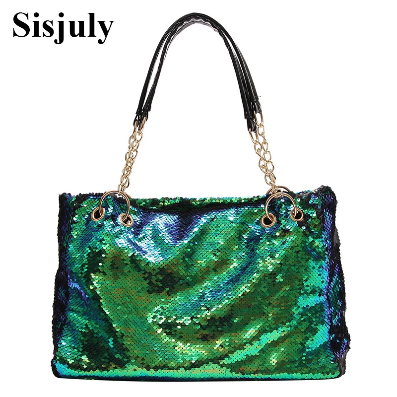 

Chain Glitter Sequins Women Bag Big Large Capacity Tote Bags For Women Pu Leather Handbags Female Shoulder Bags Marca Famosa Sac