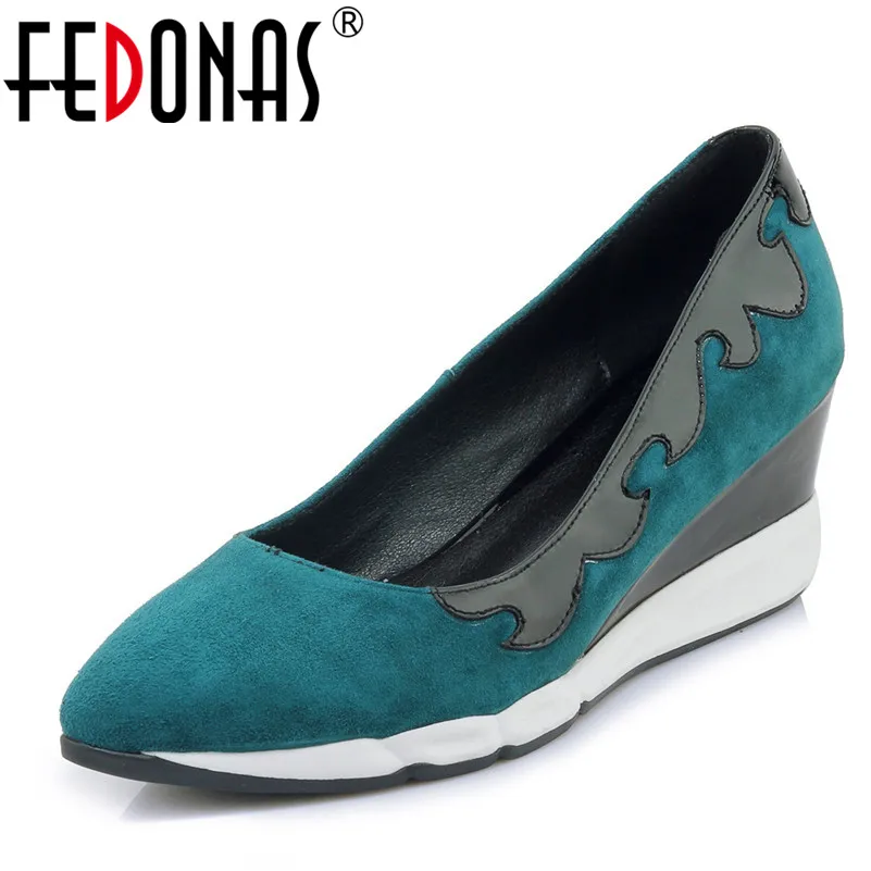 

FEDONAS New Arrival Women Wedges High Heeled Pumps Fashion Spring Autumn Pointed Toe Comfort Casual Shoes Woman Office Pumps