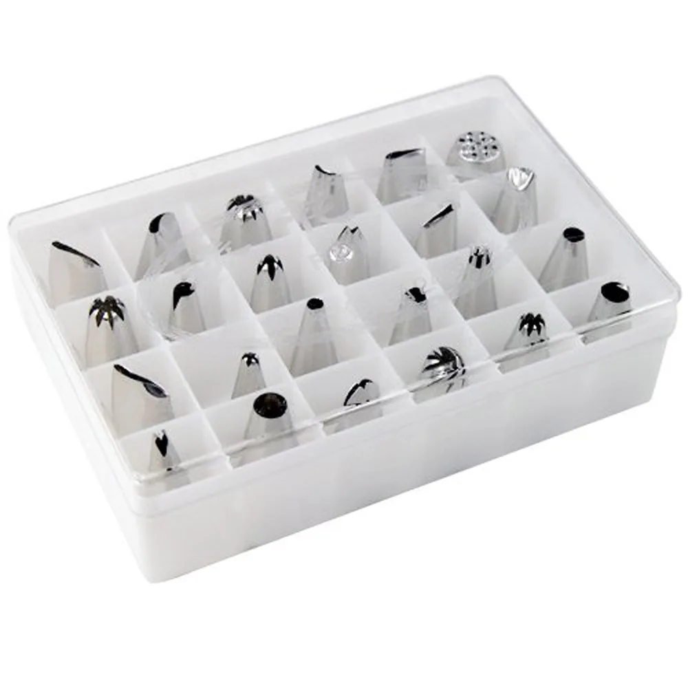 

24 pcs Difference style DIY Dessert Cake Decorating Tip Set With Box Russia Icing Piping Nozzles Pastry Tips