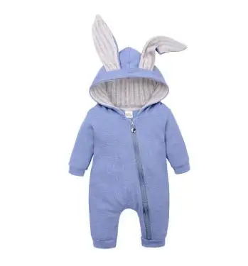 

Ins Hot Sale Infant Baby Clothes 2019 Spring Autumn Children Wear Cute Big Ears Bunny Hooded Zipper Romper for 0-2 Year FZ2487
