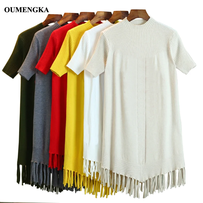 

OUMENGKA Autumn Winter Woman Long Sweater Knitting Pullovers Loose Tassel Sweaters Pullovers Female Jumper Tricot Top 7 Color