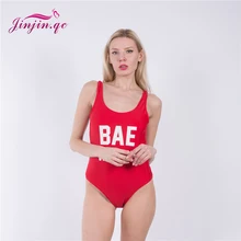 

Jinjin.QC Sexy BAE WATCH High Cut Swimwear Women One Piece Swimsuit Babe Letter Print Bathing Suit Monokini Beachwear Bodysuit
