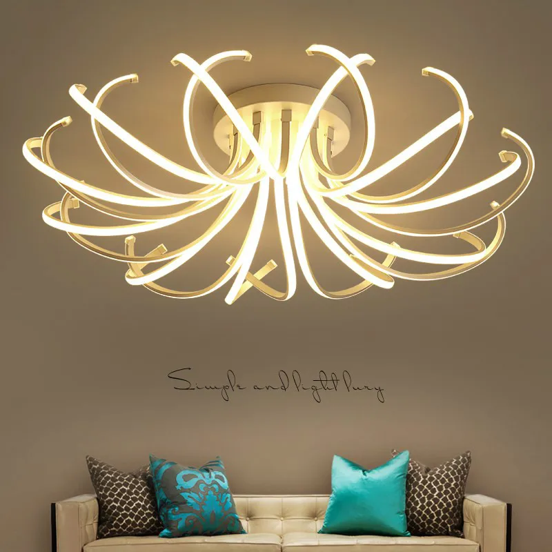 

Modern Aluminum Dimmable Led Chandeliers Lustre Acrylic Living Room Led Ceiling Chandelier Light Bedroom Led Chandelier Lighting