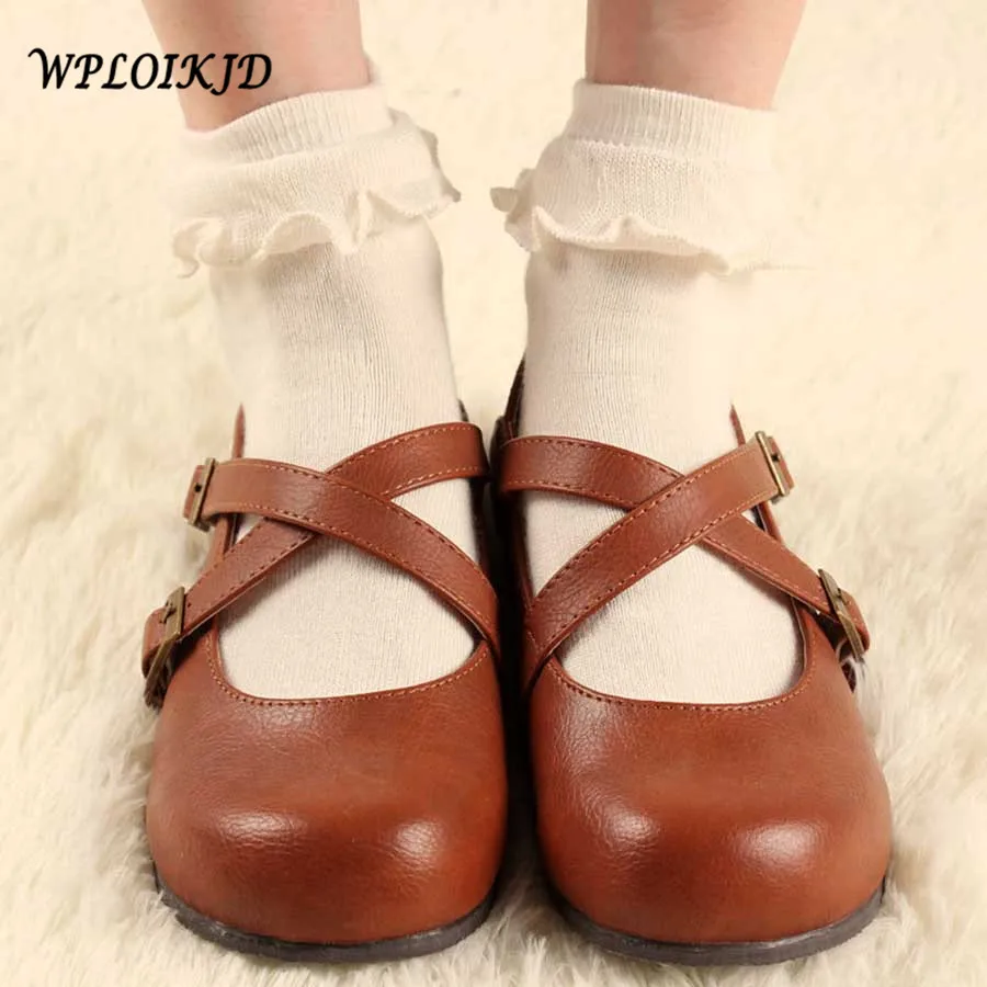 WPLOIKJD/милые белые носки Лолиты с кружевом; милые модные носки принцессы; японские носки; кружевные носки с оборками в стиле ретро