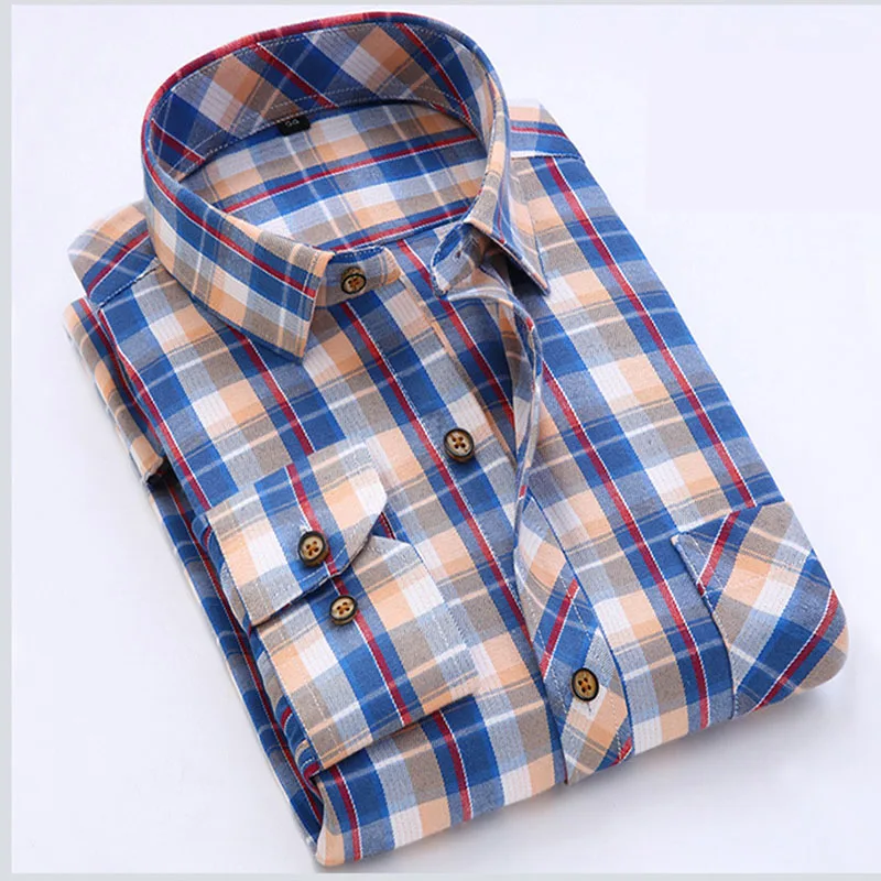 2018 Men's Long Sleeve luxury Plaid Shirt Men Slim fit Comfortable Soft Work Casual Flannel Shirts Camisa Social Masculina	S-4XL