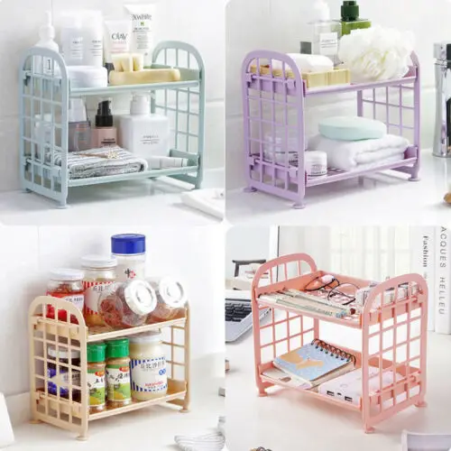 

Fashion Solid Color Hollow Plastic Rack 2 Tier Layer Storage Organizer Cabinet Shelf Space Saving Shoe Tower Rack