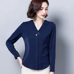 M-4XL New Women's Chiffon Shirt Spring 2019 Fashion All-match Solid color V-neck Long-sleeve Loose Blouse Slim Thin Tops Female M-4XL New Women's Chiffon Shirt Spring 2019 Fashion All-match Solid color V-neck Long-sleeve Loose Blouse Slim Thin Tops Female
